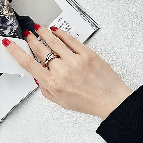 4PCS Trinity Interlocking Band Rings for Women Girls, Stainless Steel Stacking Cross Rings in Silver/Gold/Black Tone, Minimalist Promise Ring for Love/Engagement/Wedding2
