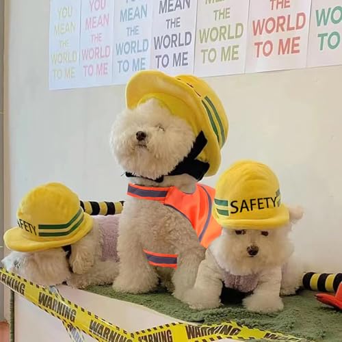 Disfraz para perro mediano casco y chaleco de seguridad miniatura 2