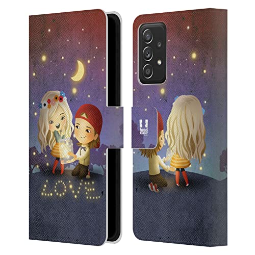 Étui portefeuille en cuir Samsung Galaxy A53 5G housse protection antichoc motif coeur