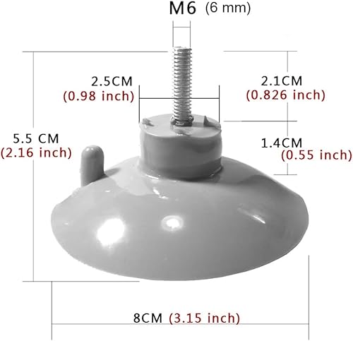Miniatura 8 de M6 - D 3.1 in (D 3.15") Potente tornillo de extensión fuerte gancho de ventosa con tuerca de bloqueo, multiusos, succión mejorada, para fijación de