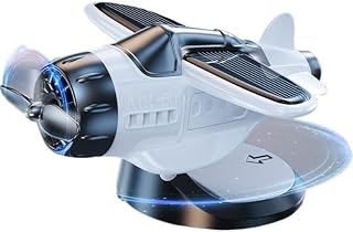 Car Dashboard Decor, Solar Airplane, Solar-Powered Rotating Airplane Car Ornament, Quiet Motion Dashboard Decor for Car/Office/Home, Perfect Sunlit Gift (White)