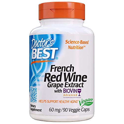 Doctor's Best French Red Wine Grape Extract, Non-GMO, Vegan, Gluten & Soy Free, (DRB-00058), 90 Count