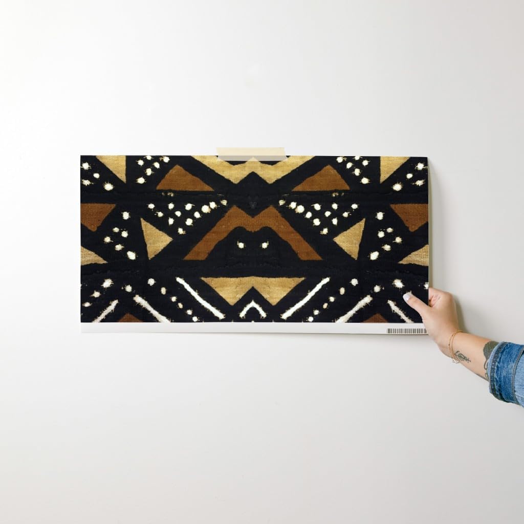 Peel & Stick Wallpaper Swatch - Mudcloth West Africa Afrocentric Custom Removable Wallpaper by Spoonflower