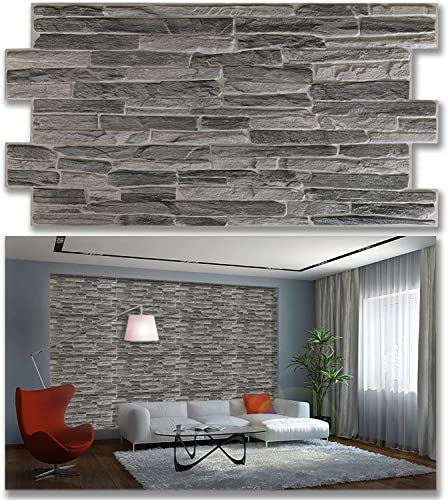 Grace Baltic - 3D-Wandpaneele für Innenwanddekoration, nicht klebend, dünn und elastisch, PVC-Kunst Dark Slate (16 stück / 7.84 m2) Cover