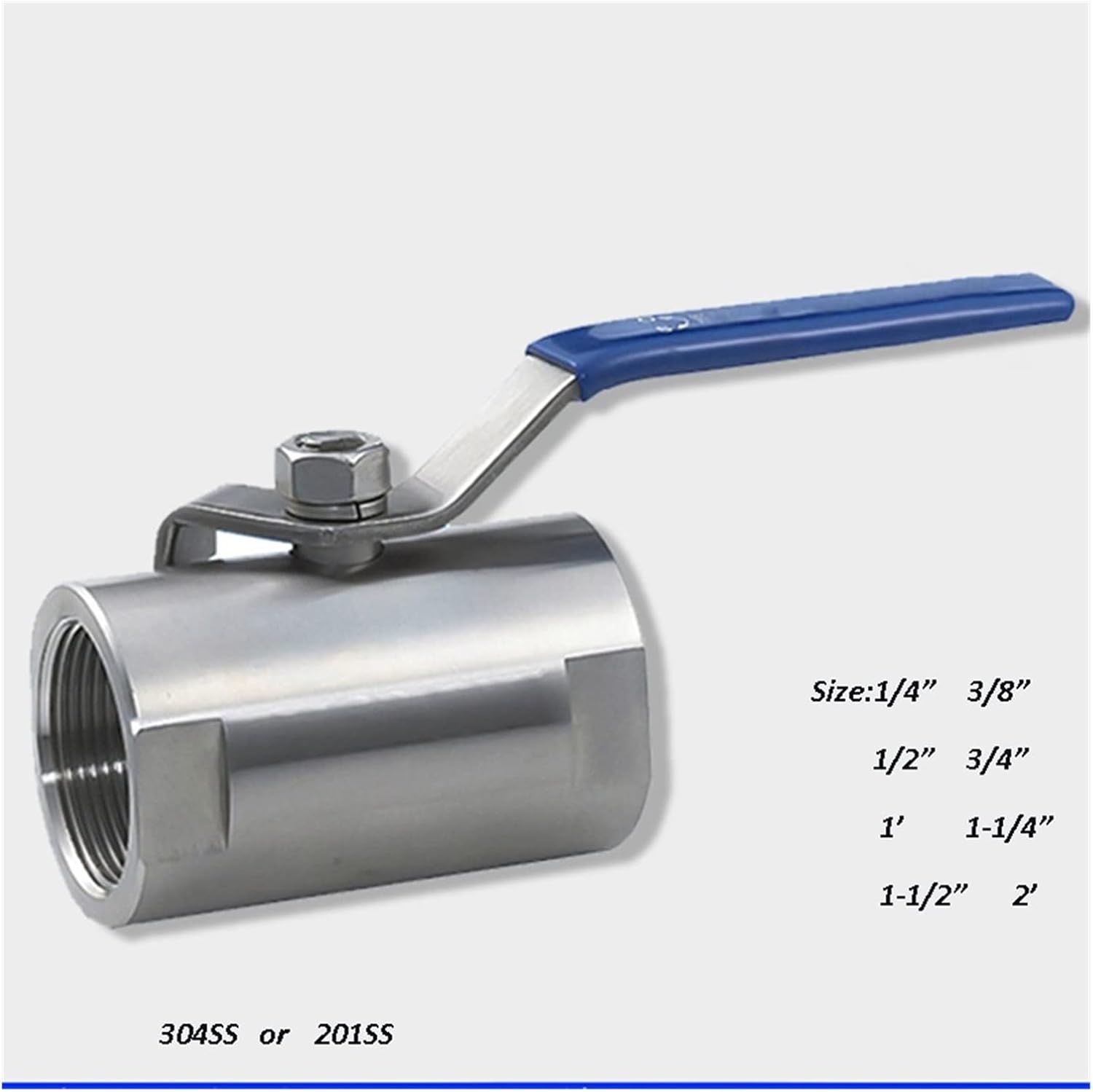 Valve Stainless Steel Ball Valve 1/4" 3/8” 1/2" 3/4" 1‘ 1-1/4 1-1/2" 2‘ Female 1P Full Port with Switch Handle Thread Ball Valves(Half Steel,DN15)