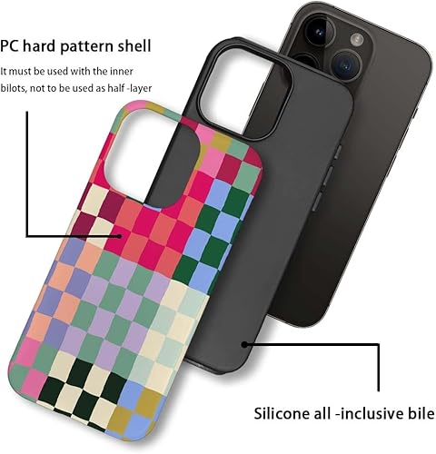 Miniatura 4 de Funda compatible con iPhone 14 Pro Max, funda colorida de tablero de ajedrez para niñas, mujeres, niños, hombres, funda protectora de silicona suave