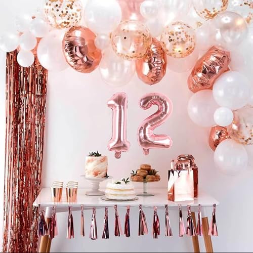 Image of TONIFUL Number Balloon 16 Inch 10Pcs Rose Gold 0-9 Birthday Number Balloons