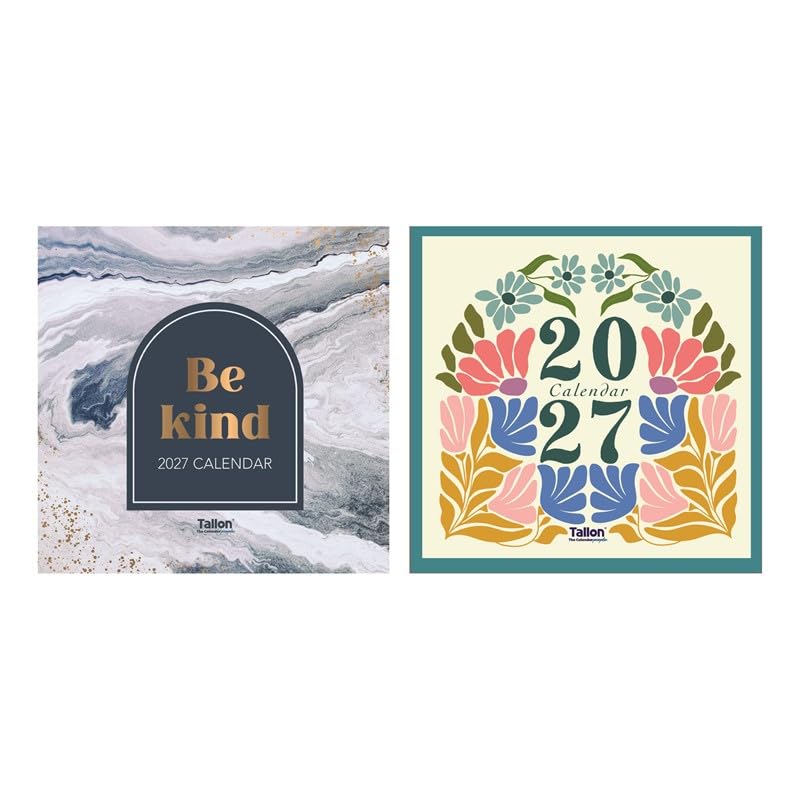 2027 Wall Calendar, 2 Pack, Monthly View, Traditional Square Calendar Month View Wall New Year Gift Marbles Quotes & Flower Markets) — image 1