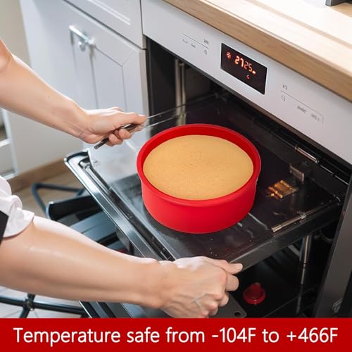 Miniatura 4 de Yxhzvon 2 Piezas Moldes Silicona Reposteria Redondo 15cm, Molde Bizcocho Antiadherente, Molde Redondo De Silicona Para Tartas Para Tarta De Queso, Tarta De Cumpleaños Rojo