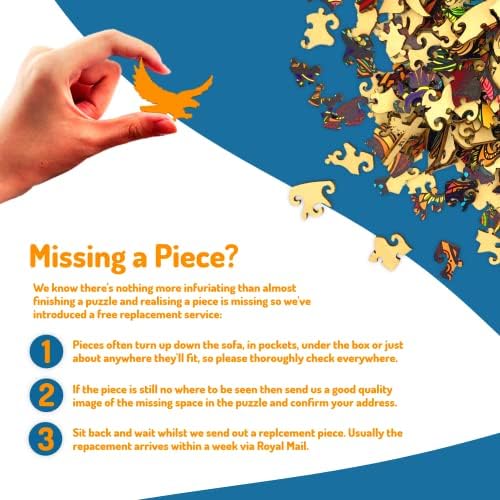 Wooden Jigsaw Puzzle XL 280 Piece (42x30cm)  Dragon Wood Puzzles for Adults Presented in Wooden Gift Box by The Puzzled Tree