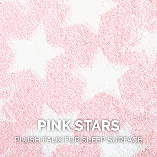 Image of Furhaven Cat Bed Snuggle Hideout for Indoor Cats & Small Dogs, Washable & Foldable w / Plush Ball Toy - Snuggle Hideout Pet Tent - Pink Stars, Small