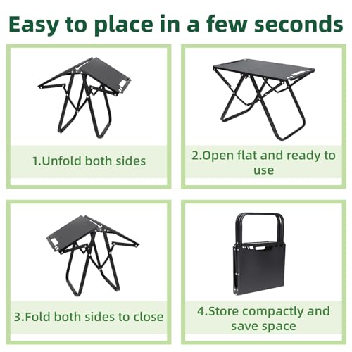 Table de camping pliante en acier au carbone, format compact avec sac de transport inclus - 5