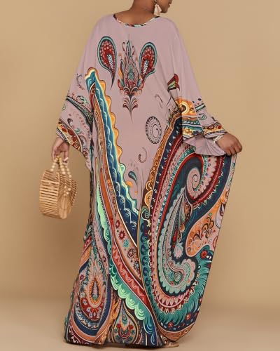Image of Bsubseach Moo Moos for Women Batwing Sleeve Kaftan Dresses with Pockets