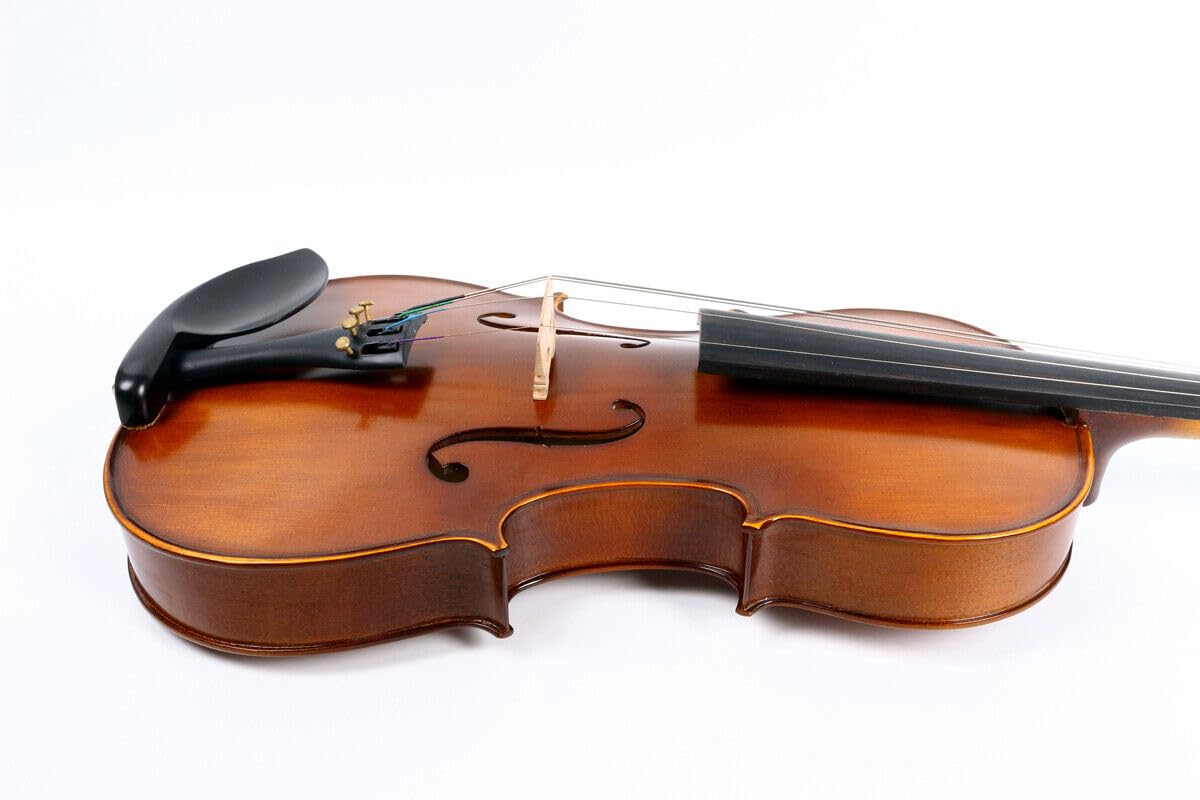 Akustische Viola handgefertigte Bratsche Ahorn Fichte Holz Ebenholz Beschläge Teile mit Koffer Tasche, Bogen (braun-4Str-16,5'')