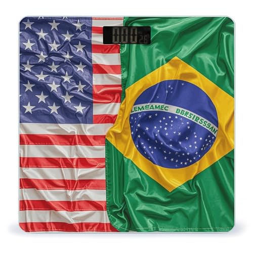 Báscula Digital para Baño con Bandera Americana y Brasileña miniatura 1