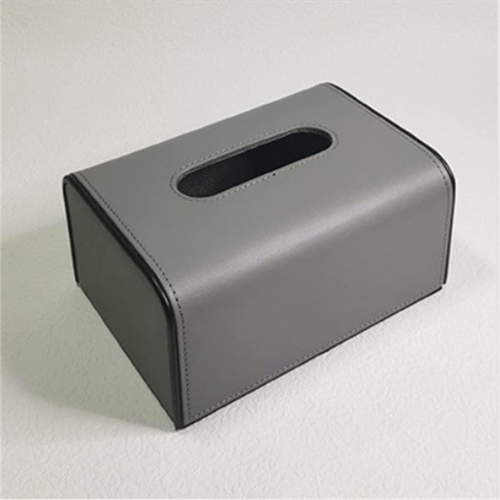 Anti-Edge Curved Classic Black and White Gray Leather Tissue Box Home Living Room Dining Drawing Paper(Gray)