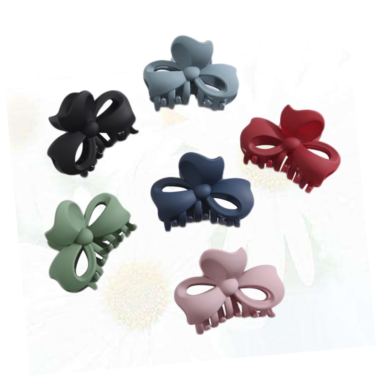 PLAFOPE 6 piezas Pinzas para Pelo con Lazo Unidades Clips para Mujer y Niña Accesorios para Peinados Diseño Antideslizante y Colores Surtidos Verde Rosa Azul Gris Vino Azul Marino