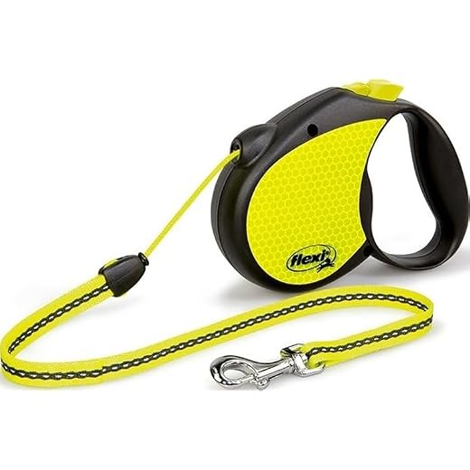 Flexi Neon Retractable Dog Leash (Cord) 16 ft, Medium, Black/Neon Yellow