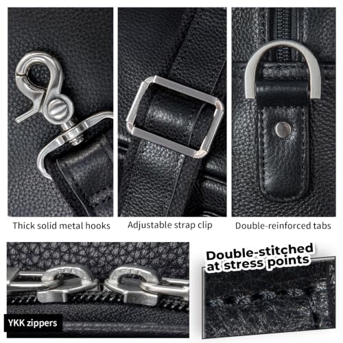 Image of Augus Leather Briefcase for Men, 16 Inch, Full-Grain Leather, YKK Zipper
