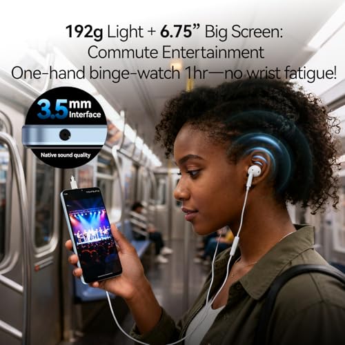 MIRO Ultra-Light 192g 6.75" Big Screen Smartphone - 4G 64GB + 1TB Expandable Storage, 13MP AI Dual Camera 5MP Front, 4900mAh Battery, 3.5mm Headphone Jack, Android 14, Dual SIM Global (Blue) - Image 6