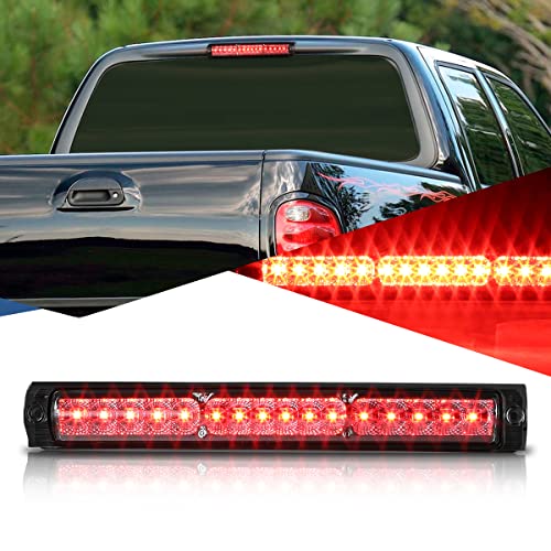 Auto Dynasty Full LED 3rd Third Tail Brake Light High Mount Stop Lamp Compatible with Ford F-150 Heritage F-250 1997-2004, Chrome Housing Smoked Lens
