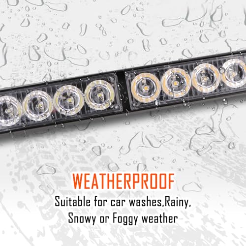 Emergency Light Bar 35.5 Inch Traffic Advisor Led Strobe Light Bar Kit Rainproof Warning Caution Turn Signals Directional Car Vehicles Pickup Trucks Tow Roof Rear Head (35.5 Inch, Yellow/White)