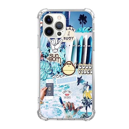 Rewput Good Vibes - Custodia per iPhone 15 Pro, con collage di immagini e collage blu, per donne, uomini, ragazze, ragazzi, design alla moda, custodia paraurti in TPU per iPhone 15 Pro