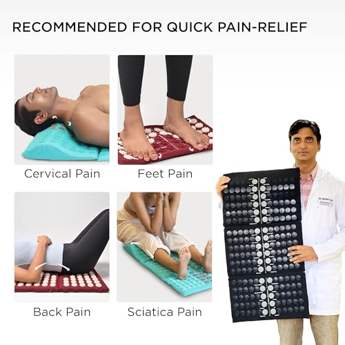 Image of Core Asana Acupressure Mat Massager for Foot, Back, Neck and Joint Pain Relief, Reduce Stress & Tension with Pillow, Reflexology Accupressure Set (Asparagus Green)
