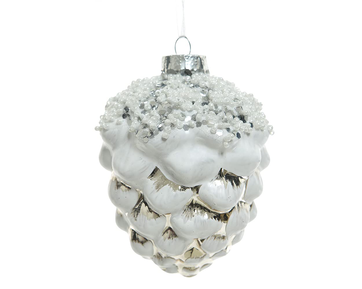 Christbaumschmuck Glas Zapfen 9cm x 12 Stück Tannenzapfen Weihnachtskugeln Wald weiß