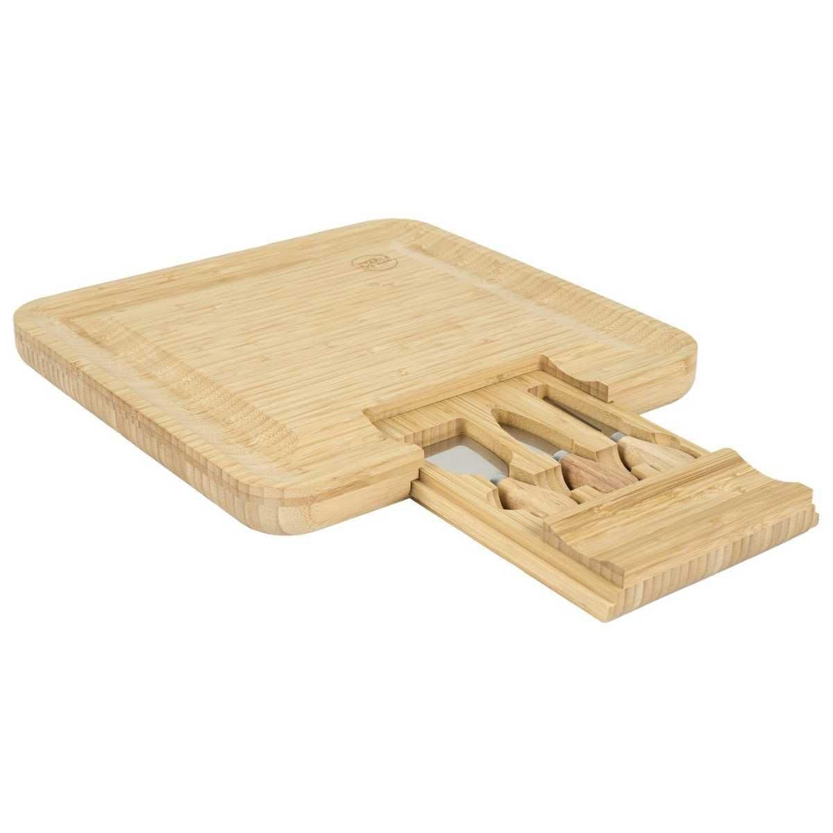 AltoBuy Planche apéro en Bambou avec tiroir Coulissant et Couteaux à Fromage Inclus