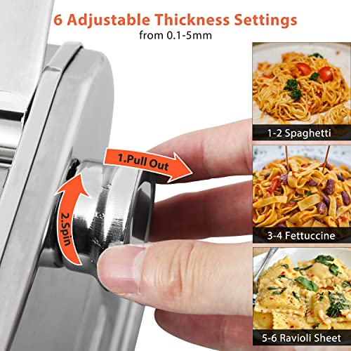 Pasta Maker Machine, Stainless Steel Manual Noodle Maker With Dough Roller And 3 Blade Cutter, Adjustable Thickness Settings Pasta Machine For Spaghetti, Fettuccini, Lasagna Or Ramen #TOP2