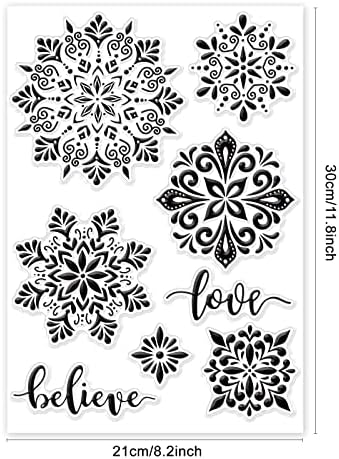 GLOBLELAND Layered Mandala Clear Stamps Layering Mandala Flower Silicone Clear Stamp Seals for Cards Making DIY Scrapbooking Photo Journal Album Decoration, 30x21cm/11.7x8.3inch