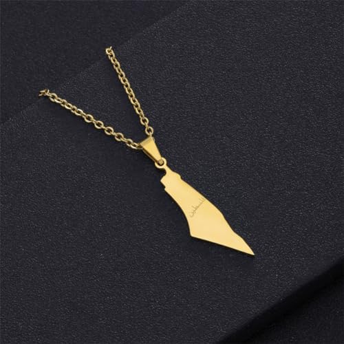 JczR.Y Palestine Necklace Palestine Map Pendant Necklace Stainless Steel Palestine Letter Map Necklace for Women Men Arabic National Jewelry2
