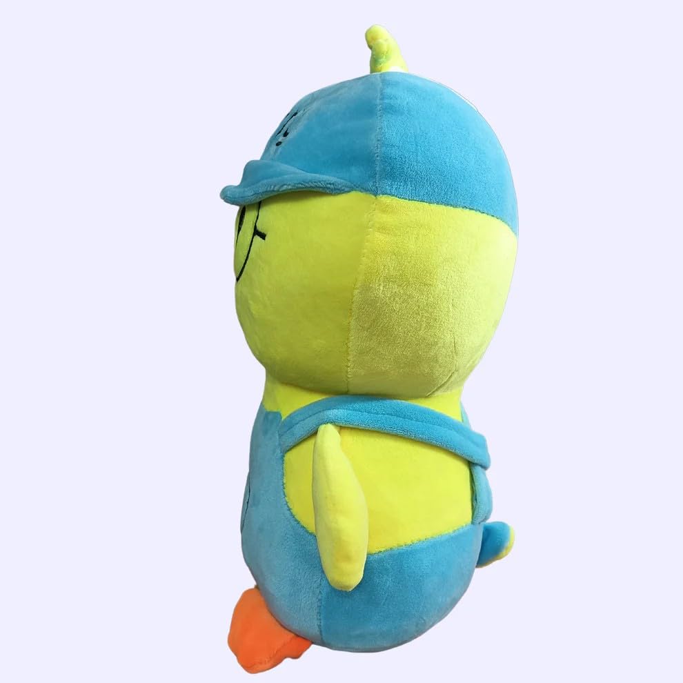 Image of Duck Plush Toy, Yellow with Blue Overalls, Glasses and Cap, Soft Stuffed Animal, 30 cm (Yellow Blue)