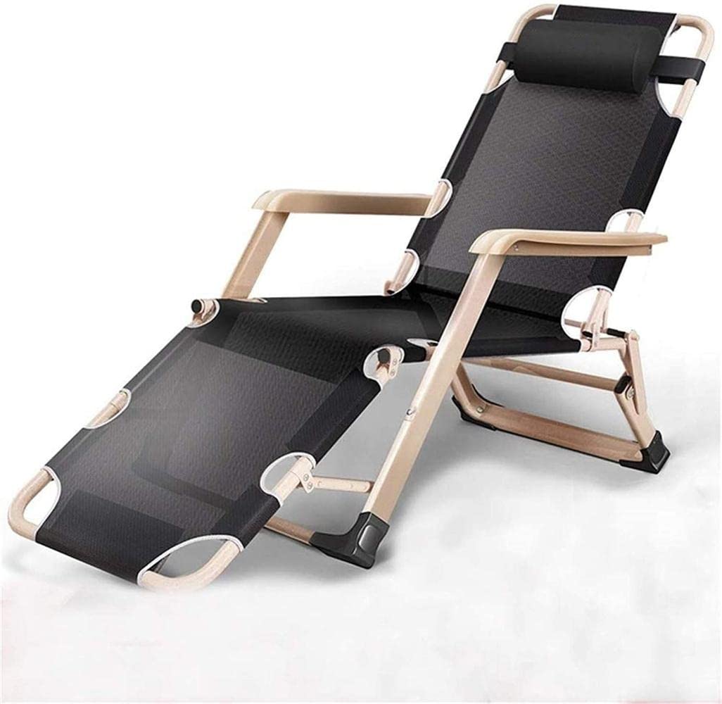 Chaise pliante noire 178x67x30cm pour sieste de bureau et jardin