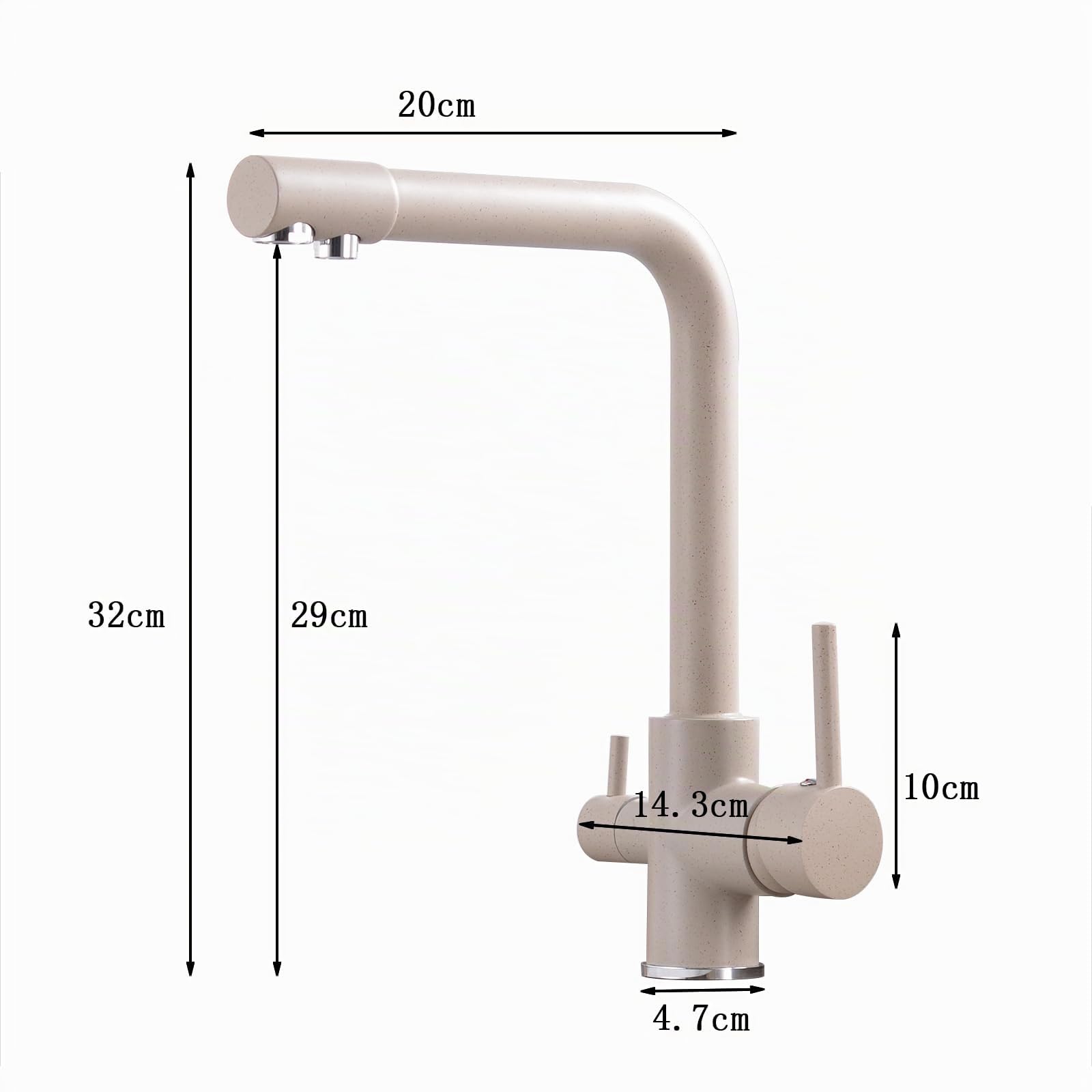 Grifo Cocina Osmosis 3 Vias Avena Giratorio de 360° Grifo de Agua Potable Mezclador Grifo de Cocina con Barra Doble