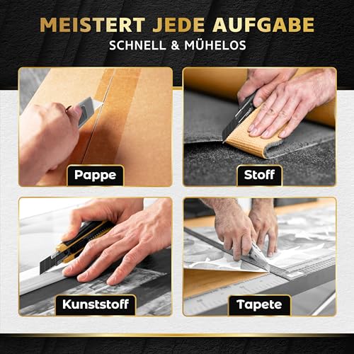 KRAFTFELS 25x Profi Cuttermesser Klingen 18mm - Ersatzklingen Cuttermesser aus hochwertigem Carbonstahl - Klingen Cuttermesser - Gehärtet & ultra scharf - Abbrechklingen für Cutter Messer Schwarz…