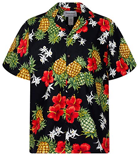 KY´s Original Camisa Hawaiana, Pineapple, negro S
