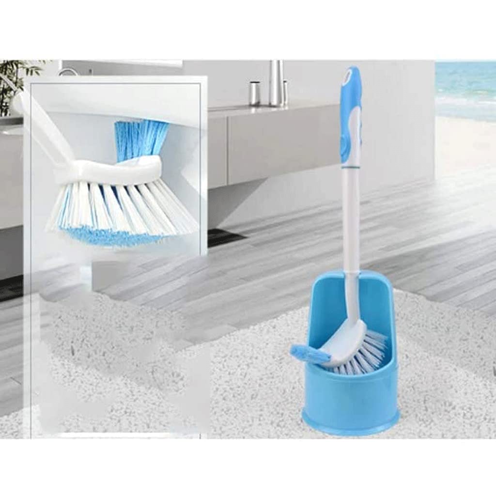 Moderno cepillo de inodoro de doble cara con soporte, herramienta de limpieza de plástico azul sin esfuerzo, fácil de ocultar, suministros de baño esenciales para el saneamiento del hogar