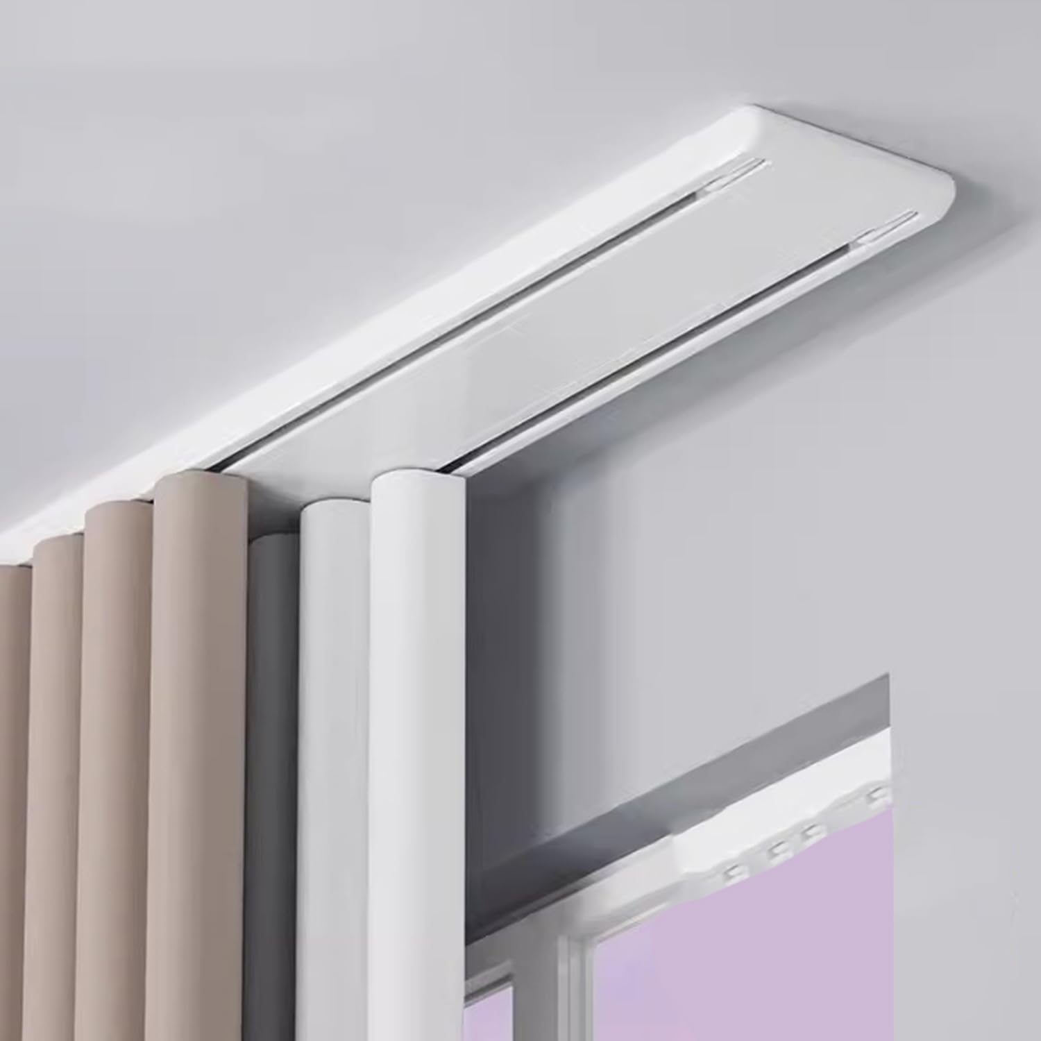 Barre de rideau de douche double en aluminium coulissante et silencieuse