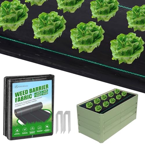 Landscape Fabric for Raised Beds: What You Need to Know Before Buying 7 BIRDSINYARD 6x3ft Weed Barrier Fabric 6Pcs - Landscape Garden Bed Liner for Raised Beds | 3.2oz Heavy Duty Woven Geotextile Fabric | Planters Box Gardening Weed Control Mat with 36 Staple