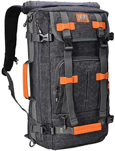 WITZMAN Canvas Backpack Vintage Travel Backpack Large Laptop Bags Convertible Shoulder Rucksack A519 (22 inch tan)