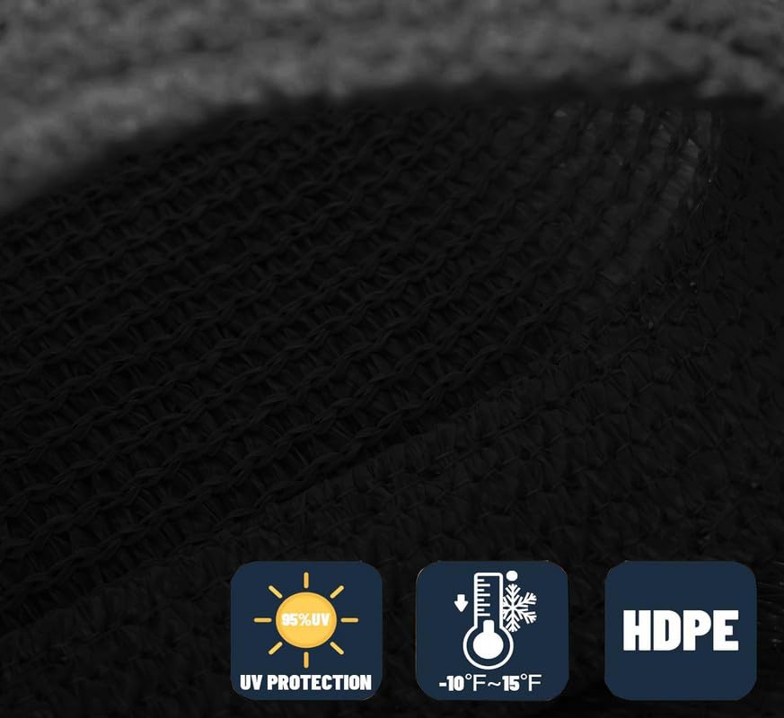 Image of HDPE Fabric Self Fold with SS Eyelet Sun Shade Sails 85-90% Protection from Sun & UV Rays Ideal for CarParking,Outdoor Garden,Balcony,Tent(Black Color, 14 X 14 Feet) Pack of 1 Pc