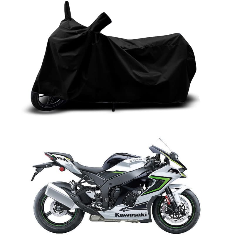 Image of 100% Scratchproof /UV-Rays /Heat Protection /Birds Dropping /Water Resistant /Dust Proof /Waterproof /Full Bike Scooty Two Wheeler Body Cover Compatible for Ninja ZX-10R All Varients[Black]
