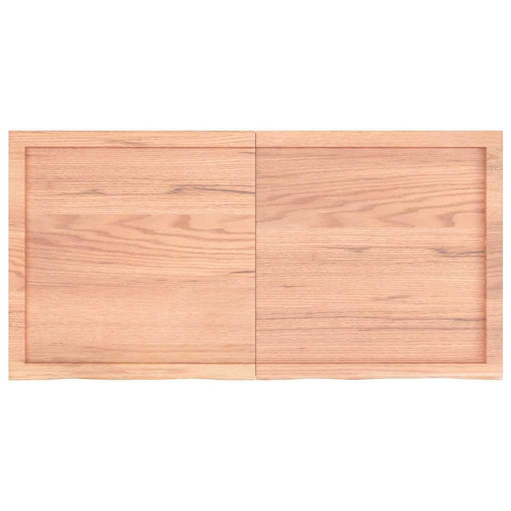 Jasnobrązowy blat stołu z litego drewna dębowego 120 x 60 x (2-6) cm, pokryty naturalną krawędzią, składany blat biurka do domu, biura