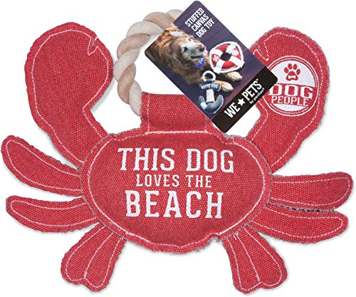 Pavilion Gift Company 11 Inch Large Canvas Tug Of War Crab Shaped Rope Toy-Sturdy & Durable This Dog Loves The Beach, Red #TOP5