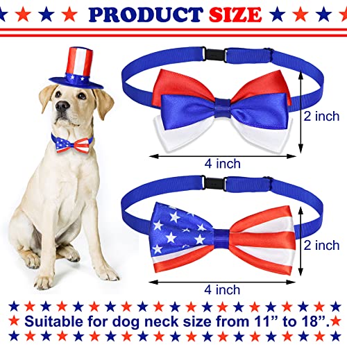 Goyoswa 3 Pcs Dog 4Th Of July Outfit, 4Th Of July Dog Clothes Uncle Sam Dog Top Hat, American Flag Dog Bow Tie Collar Red White And Blue Dog Bowtie For Small Medium Large Dogs (Dog Hat & 2Xbow Tie) #TOP3