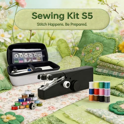 Image of Handheld Sewing Machine For Beginners, Mini Sewing Machine Portable, Easy To Use & Includes Sewing Kit, DIY Projects at Home or on the Go, Sewing Machine for Adults and Beginners.Black