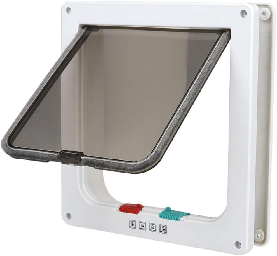 OIZEN 4-Way Door, Flap Kit for Cats and Small Dogs(23X25X5.5 cm), White