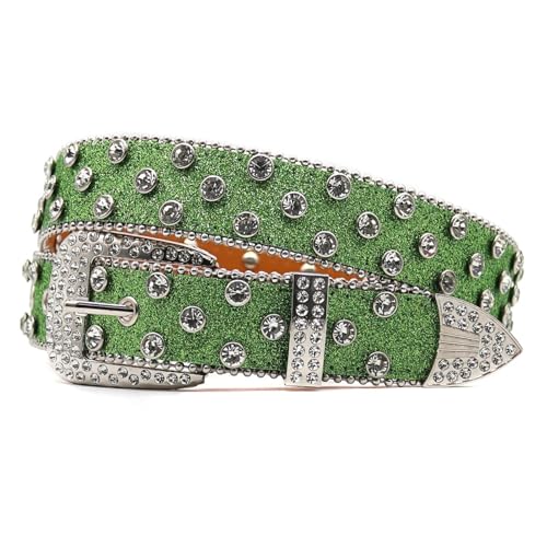 Women Men Rhinestone Belt,Shiny Diamond Western Crystal Studded Cowboy Cowgirl Multicolor Leather Strap for Jean Pants